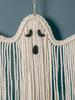 White Macrame Halloween Ghost Wall Hanging Tapestry, Hand-Woven Tassels Tapestries for Home, Bedroom Living Room Wall Decor Gift