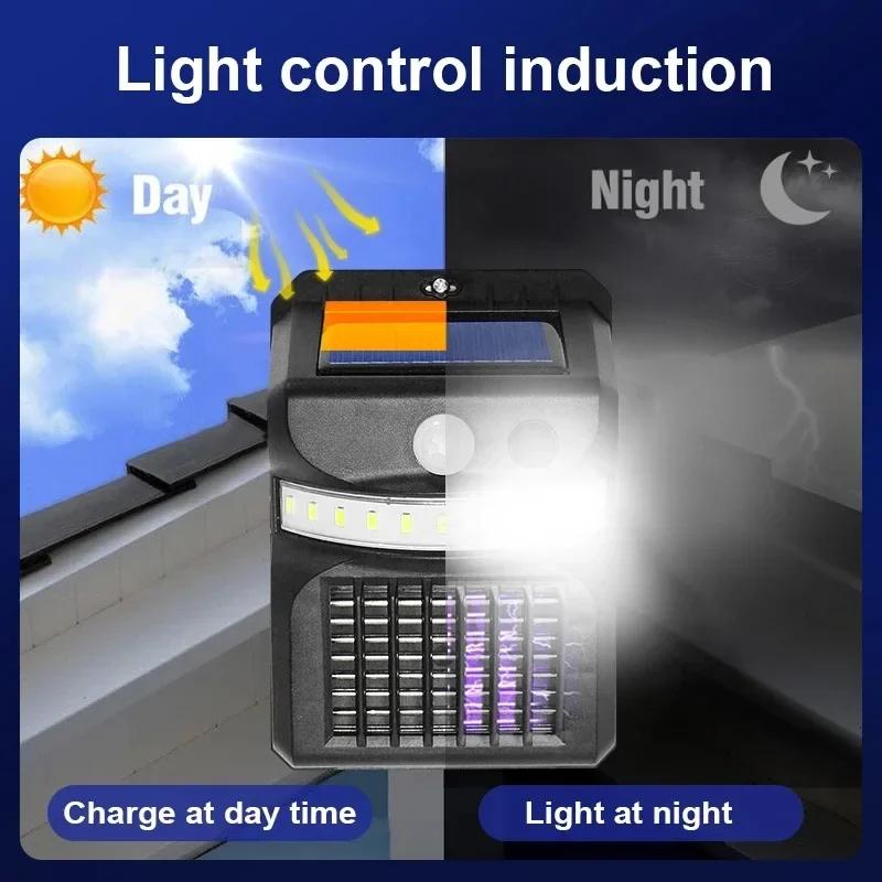 Solar Wall Lamp with Mosquito Killing Outdoor Ultraviolet Electric Shock Mosquito Garden Killing Lamp 2 IN 1 LED Trap Zapper