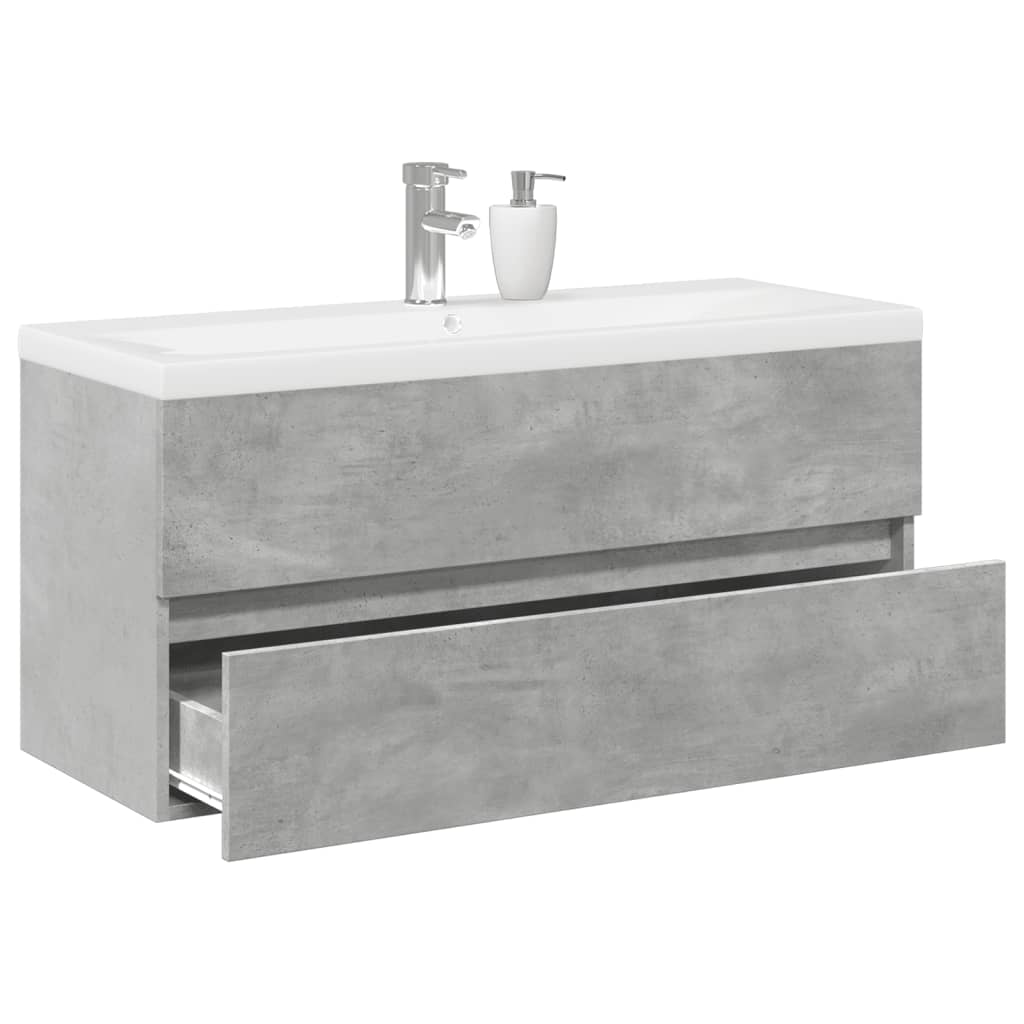 2 Piece Bathroom Furniture Set Concrete Grey Particleboard