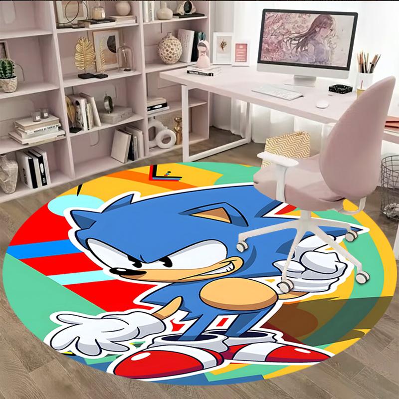 1pc Sonic1 Print Round Carpet Chair Round Carpet Suitable for Bedroom Living Room Home Decorative Carpet