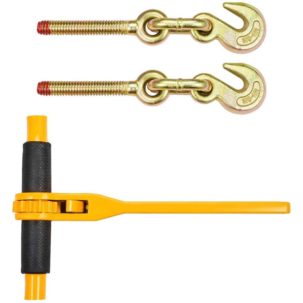 Chain and Binder Kit 3/8"-1/2" Ratchet Load Binder 3/8" X 10' Chain 2 Pack