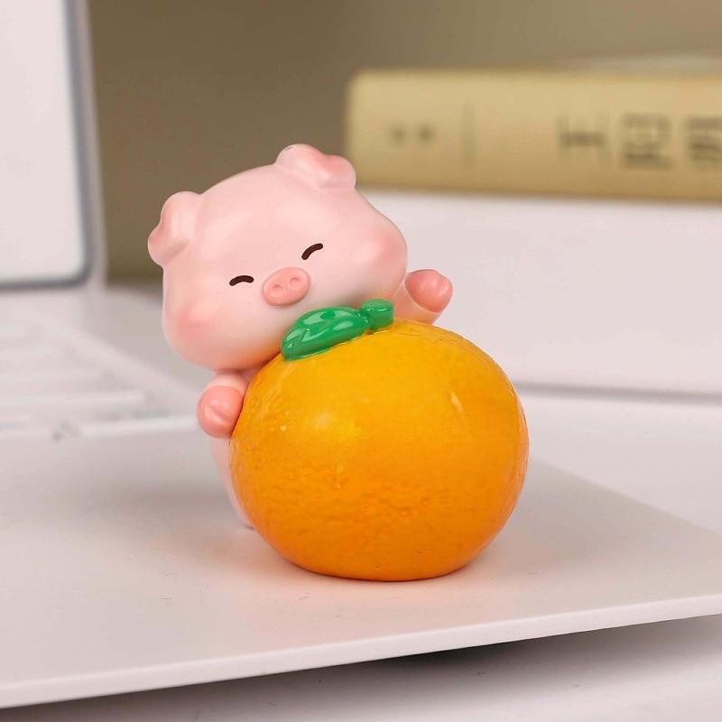 

Fruit Pig Resin Craft Car Decor Cute Tabletop Figurine For Gifts And Collectors Orange