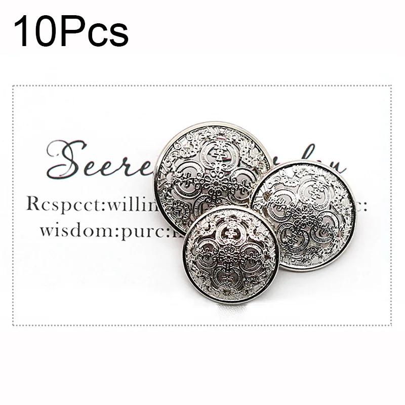 10Pcs/Lot Metal Round Vintage Flower Pattern Buttons For Clothing Sewing Knitting DIY Decorative Garment Coat Buttons Making