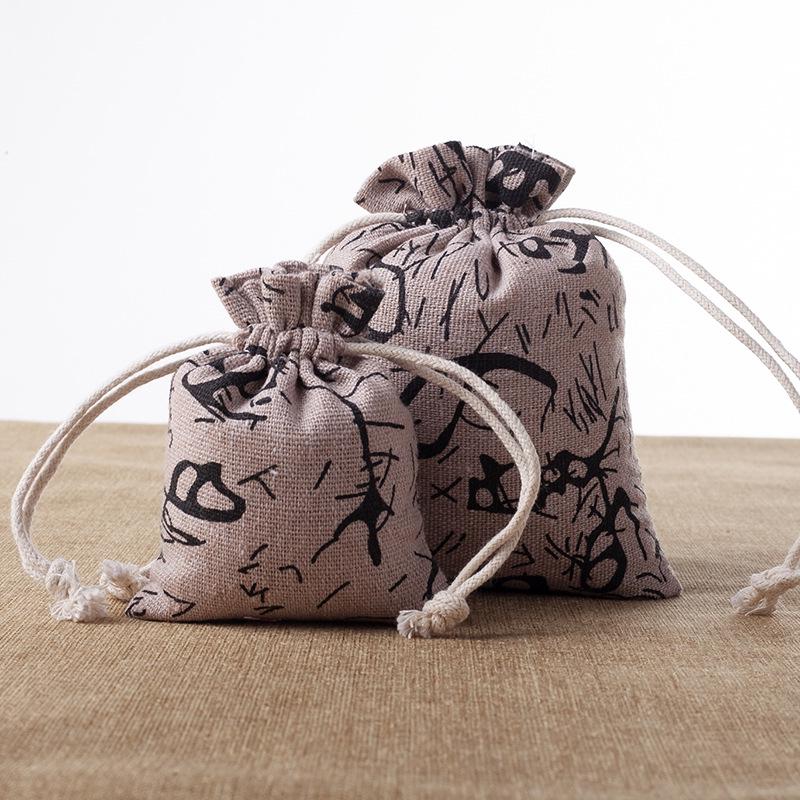 Burlap Jewelry Drawstring Sachets - Handmade Small Wenwan Bags