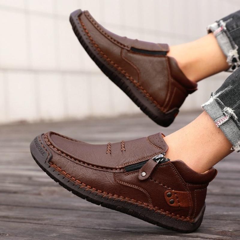 Men's Outdoor Casual Shoes Slip-on Flats Leather Shoes High-top Shoes Large Sizes Ankle Boots Formal Shoes 38-50