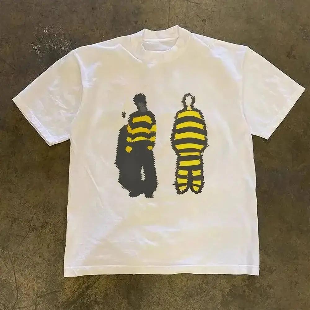 Summer 2026 New Vintage High Street Print Tee High Quality Y2k Stylish Casual Breathable Men's Crew Neck Print Tee