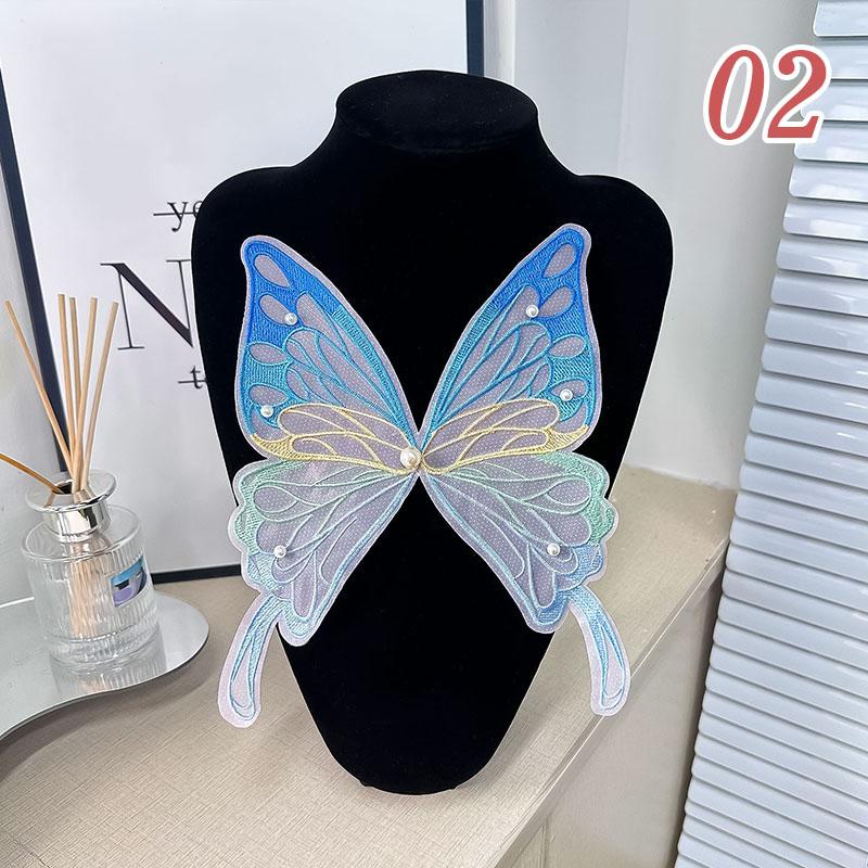 Lace Embroidered Butterfly Patch DIY Sewing Clothing Applique Collar Organza Fabric Patches Dress Decoration Accessories 1pc