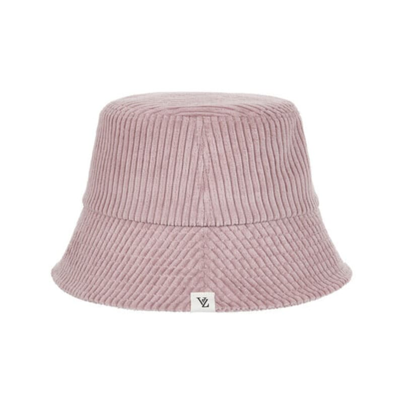 VARZAR Wide Corduroy Label Bucket Hat Pink