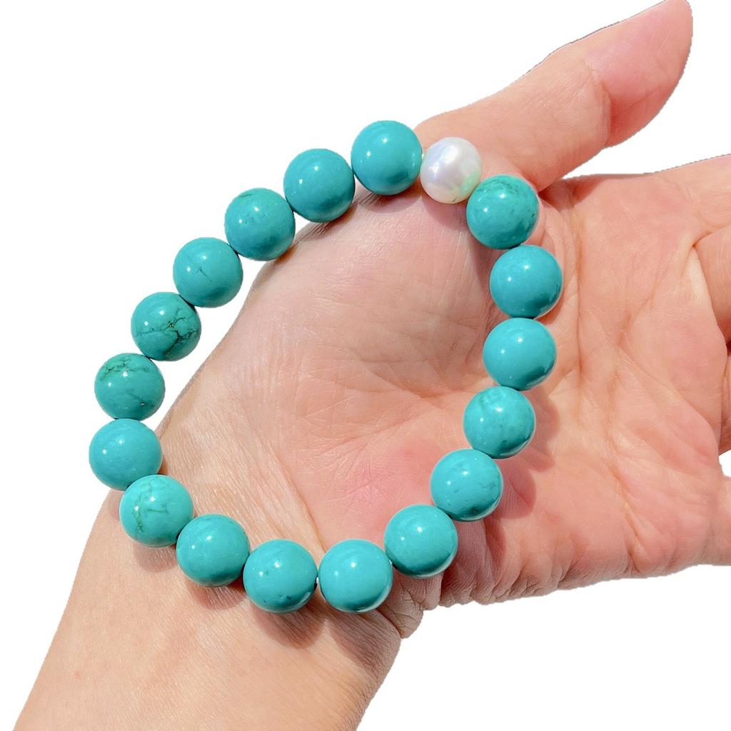 Natural Freshwater Pearl Turquoise Quartz Rock Design Bracelet Bracelet