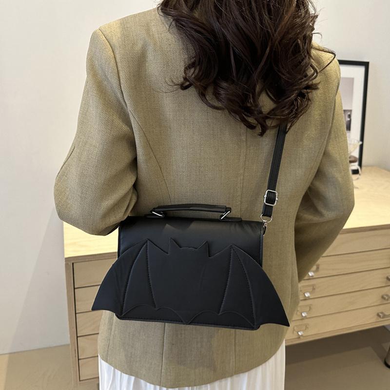 Yogodlns Gothic Women Shoulder Bag Bat Wing Ladies Top-handle Bags Creative Chic PU Leather Handbag Halloween Novelty Crossbody Bag Purse