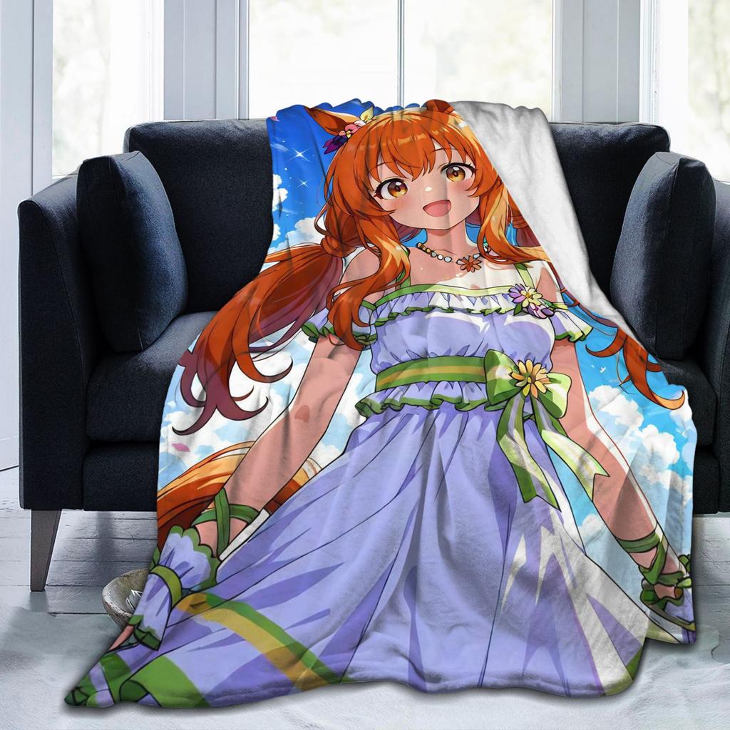 Umamusume Pretty Derby Mayano Top Gun Blanket Fleece Print Multi-function Super Warm Throw Blankets for Sofa Office Bedspreads
