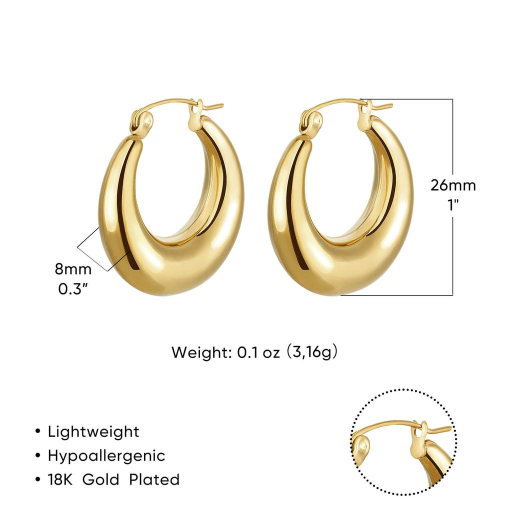 Simple Round Stainless Steel Earrings for Women Gold Color Piercing Hoop Earring Korean Vintage Jewelry Gift for Lover Mother