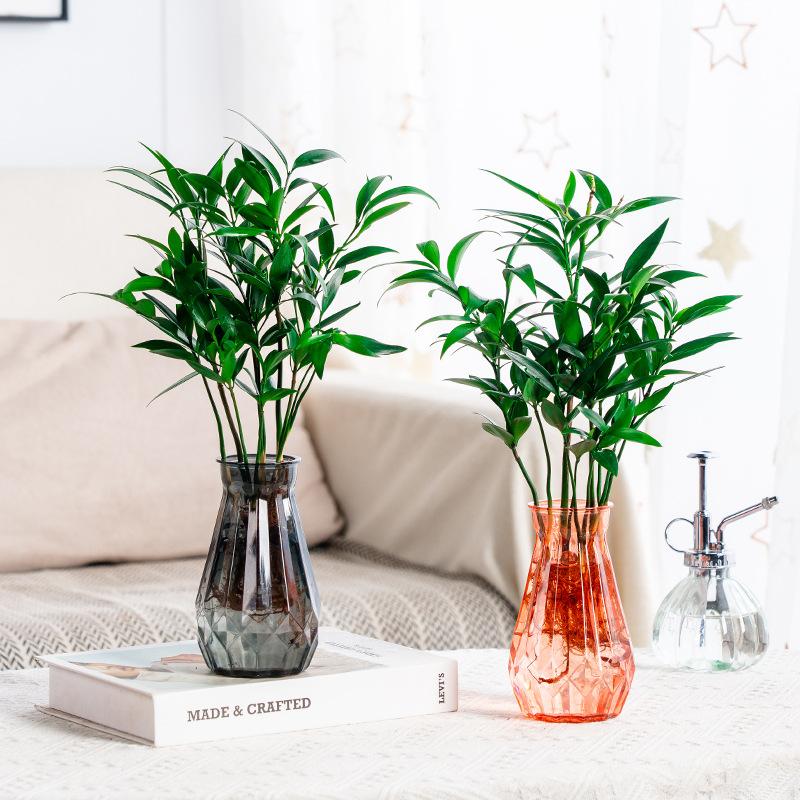 Creative transparent hydroponic plant flowerpot, green ivy, copper money grass, imitation glass vase, plastic resin ornament