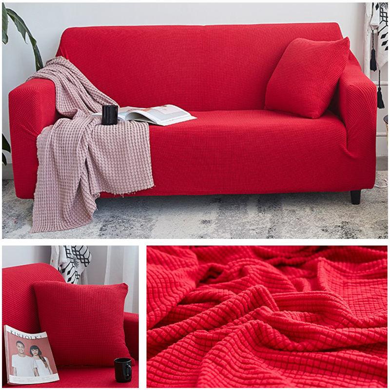 Autumn/winter sofa cover thickened warm solid color elastic plaid living room corner sofa cover furniture protective cover