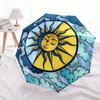 1pc Sun Moon Automatic Open/close Folding Compact Umbrella, 8-Rib Sturdy Canopy, Lightweight Portable, Everyday Use, Gift, Outdoor Umbrella, Travel Es