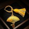 Handmade Double-Sided Brocade Fan Keychain Pendant and Bag Charm