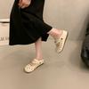 Red Inner Height Increase Bag Head Flat Bottom Hole Slippers Women's Summer Wear New Retro Birkencool Slippers Women's