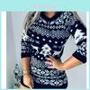 Weihnachtlicher Tier Muster Strickpullover Für Damen Mit Langen Ärmeln Für Feiertagskleidung
