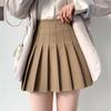 Spring 2025 Women's High Waist Plaid Pleated Skirt - Black A-Line Slimming College Style