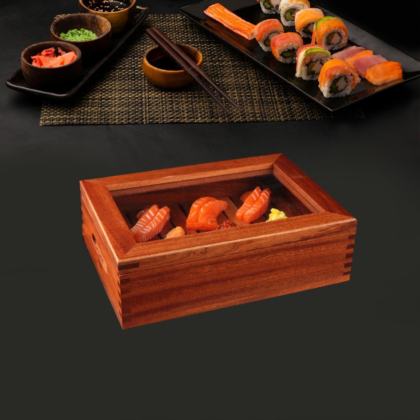 

Sushi Plate Sushi Board Multipurpose Meat Ball Serving Board Sushi Presentation Box Salmon Ice Plate for Farmhouse Restaurant 35x28x9.5cm