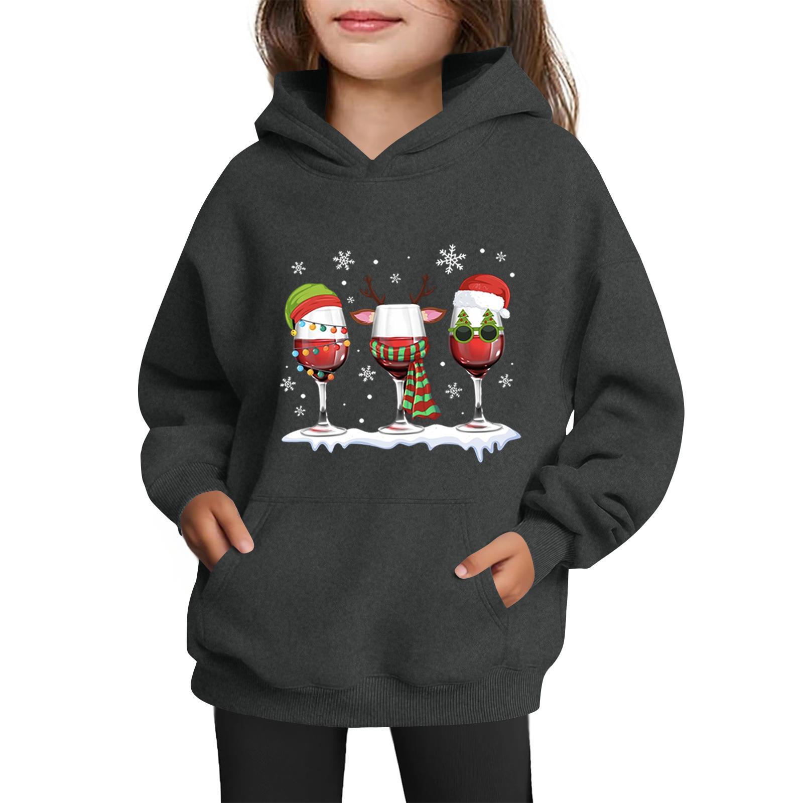 

Толстовки для девочек-подростков Худи с длинным рукавом на шнурке Пуловер Милое принтованное Худи оверсайз Рождество 150