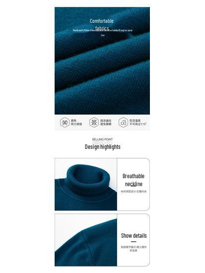 Men's Winter High Neck Knitted Sweater - Thick Warm Pullover for Middle-Aged and Young Adults