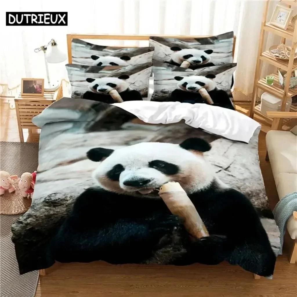3D Print National Treasure Panda Comfortable Duvet Quilt Cover Pillowcase Bedding Set Children Bedroom Decoration Home Textile