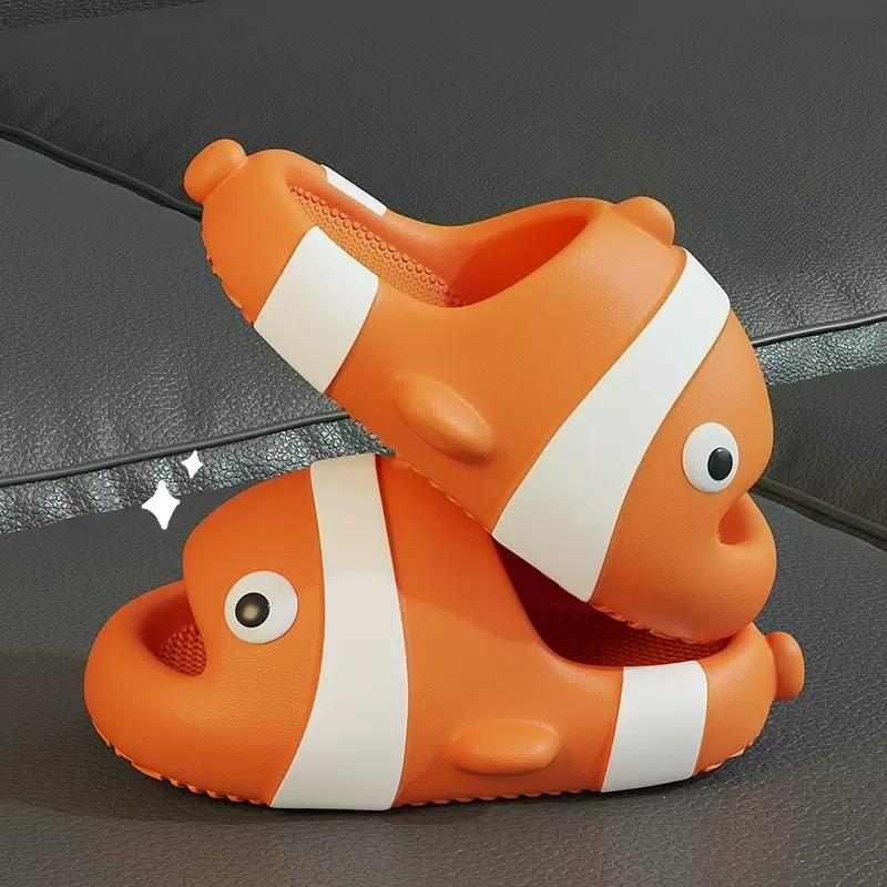 

Cute Kids Slippers Funny Fish Shape Soft Sole Clogs Home Slippers Cartoon Slippers for Girls Boys and Infants 150mm(insole 15cm) оранжевый