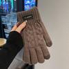 Autumn and winter new men's business knitted wool gloves cold-proof and warm thickened personalized fashion jacquard full finger