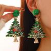 Pendientes de diamantes con forma de árbol de Navidad de lujo con luz colorida para mujer.