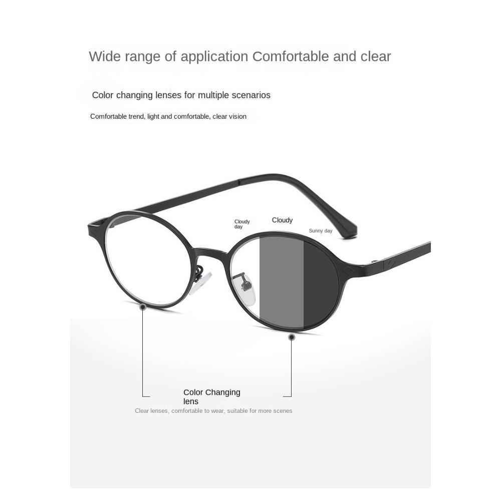 Outdoor Photochromic Myopia Glasses for Men Luxury Designer Metal Oval Frame Color Changing Near Sight Eyeglasses Outdoor Eye Protection Eyewear