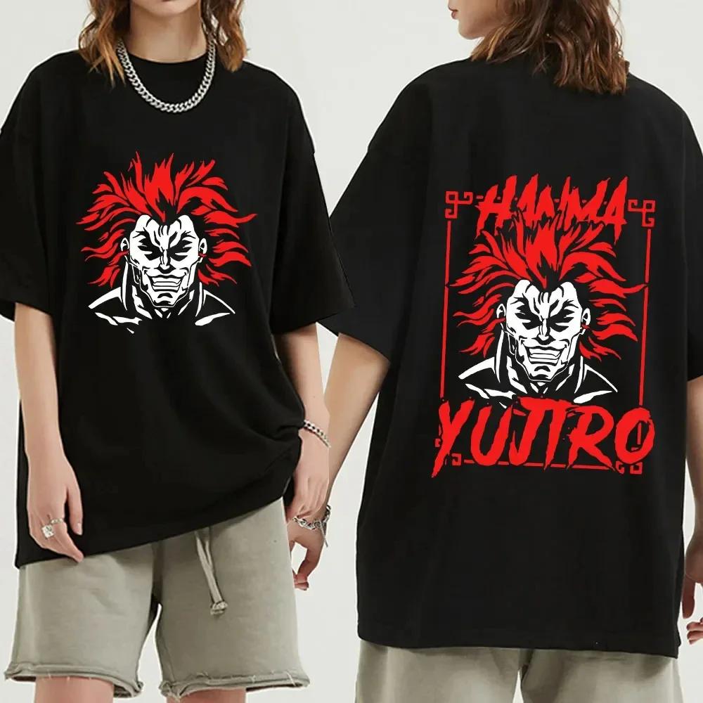 Anime Baki The Grappler T Shirt Yujiro Hanma Gym Short Sleevet T-shirts Men's 100% Cotton Casual Tee Shirt Streetwear Y2k