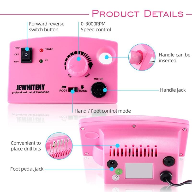 Handheld Nail Drill Machine 30000rpm Professional Nail Drill Electric Nail File Kits for Nail Shaping Buffing Gel Nails