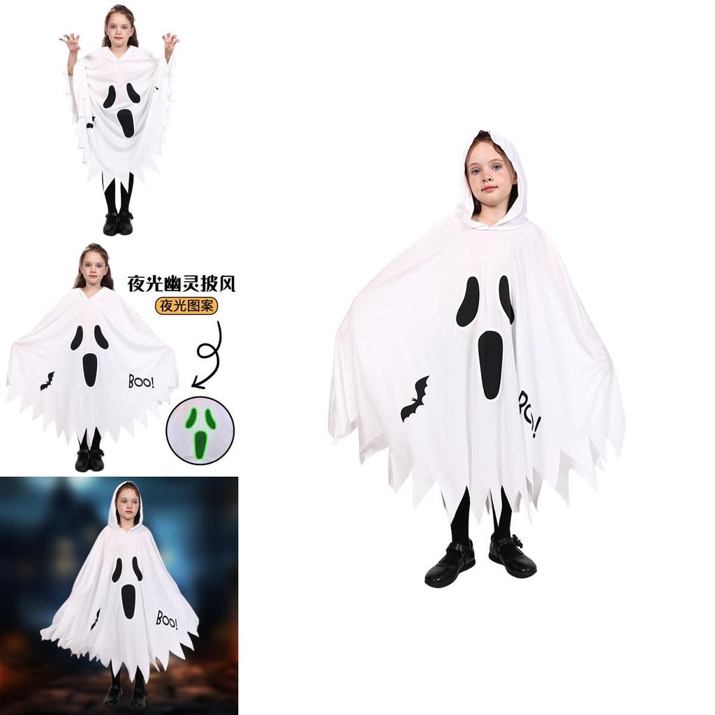Children Halloween Ghost Skull Cloak With Night Glow For Costume Parties And Stage Performances