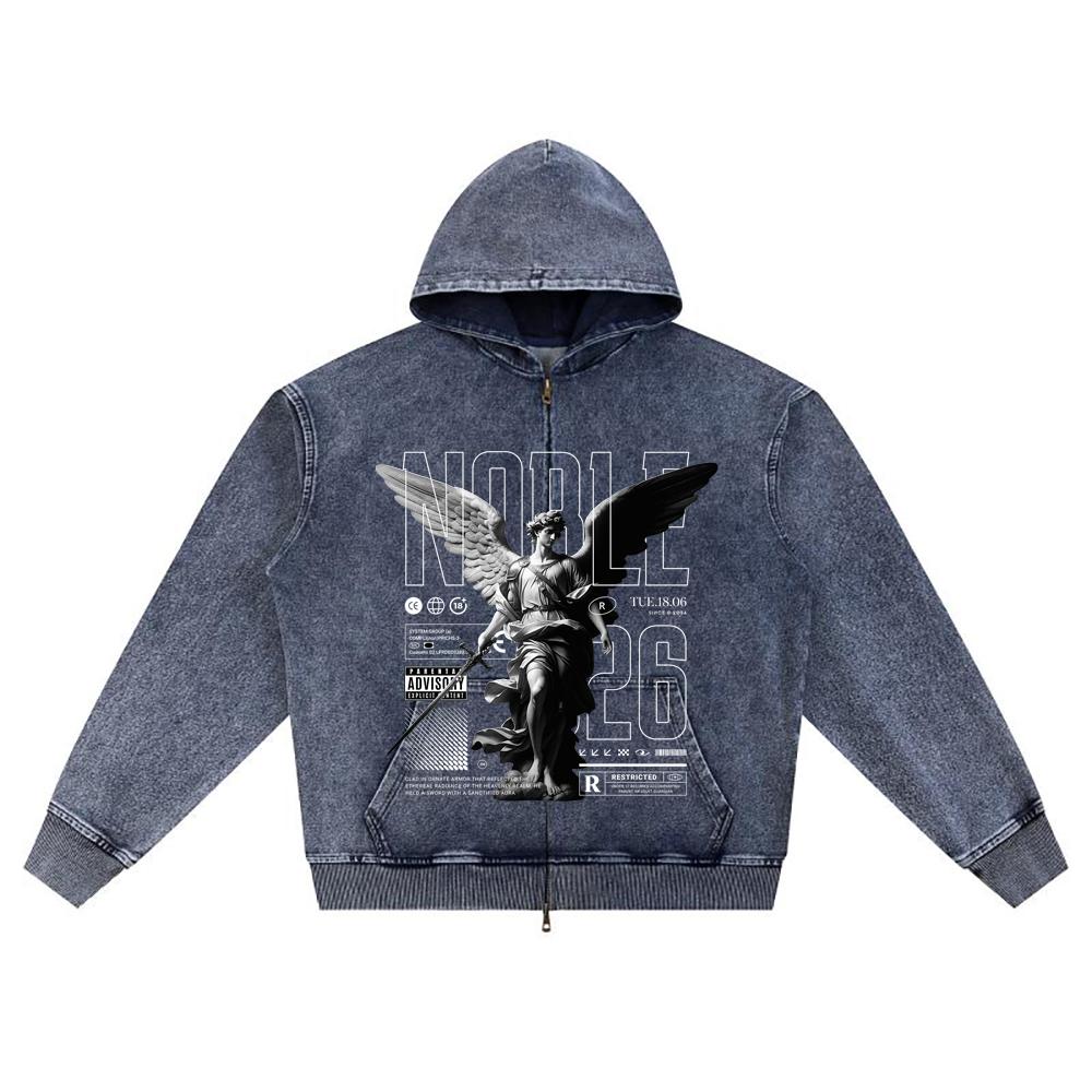 

Худи на молнии из вязаного денима с принтом DTG Angel Streetwear Brother XL темно-синий