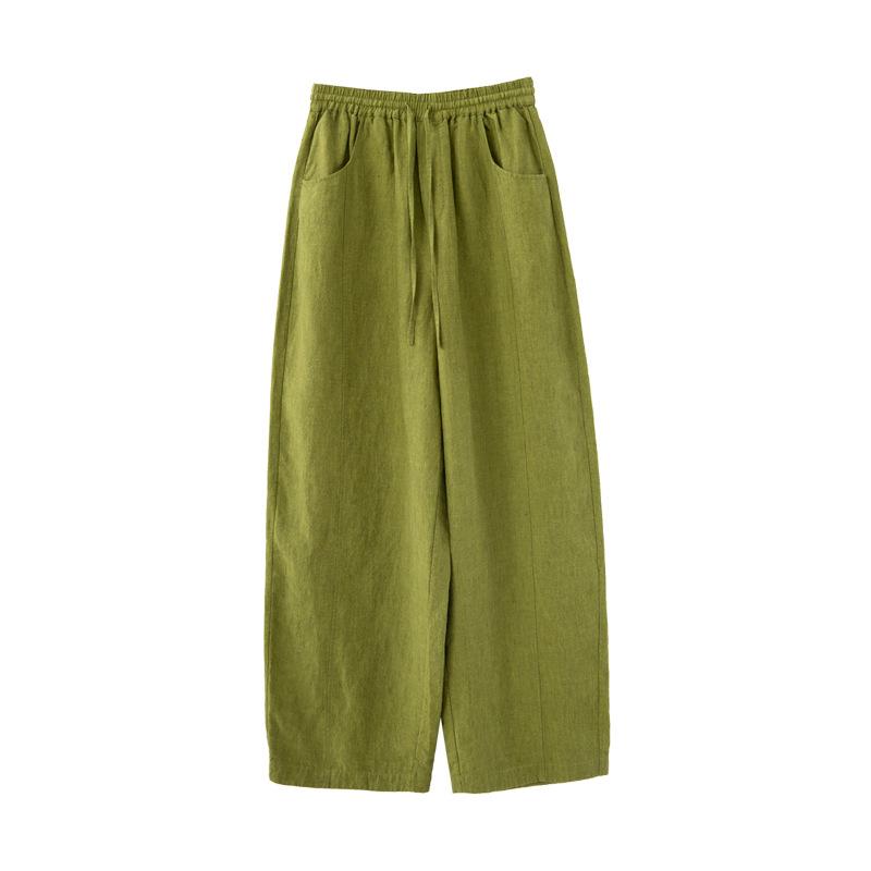 Johnature Sand-washed Casual Long Trousers New Spring Summer Loose Elastic Waist Women Pants S