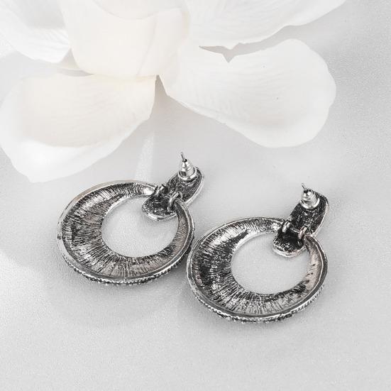 1 Pair Drop Earrings, Hollow Round Pendant Stud Earrings with Claw-Setting Rhinestones, Face-Slimming Effect Earrings for Parties And Gifts