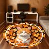 1pc cat autumn Round Chair mat office Area Rug - Non-Slip, Floor Mat for Office, Bedroom, Ideal home decor gift c0112122