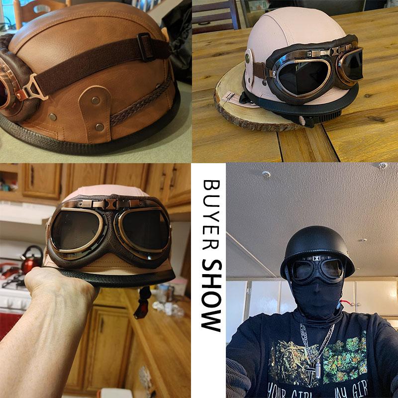 DOT Certified Vintage Open Helmet Motorcycle Open Face Helmet Retro 3/4 Helmet Cruise Casco Casque Moto Men Women