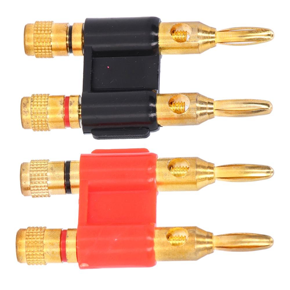 2PCS 2 Way Male Plug Banana Plug Stackable Design Dual Connection Stackable Banana Plug 32A 1000V Brass Connectors