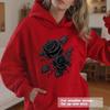 2025 European & American Rose Print Fashion Hoodie - Loose, Casual, Long Sleeve Pullover