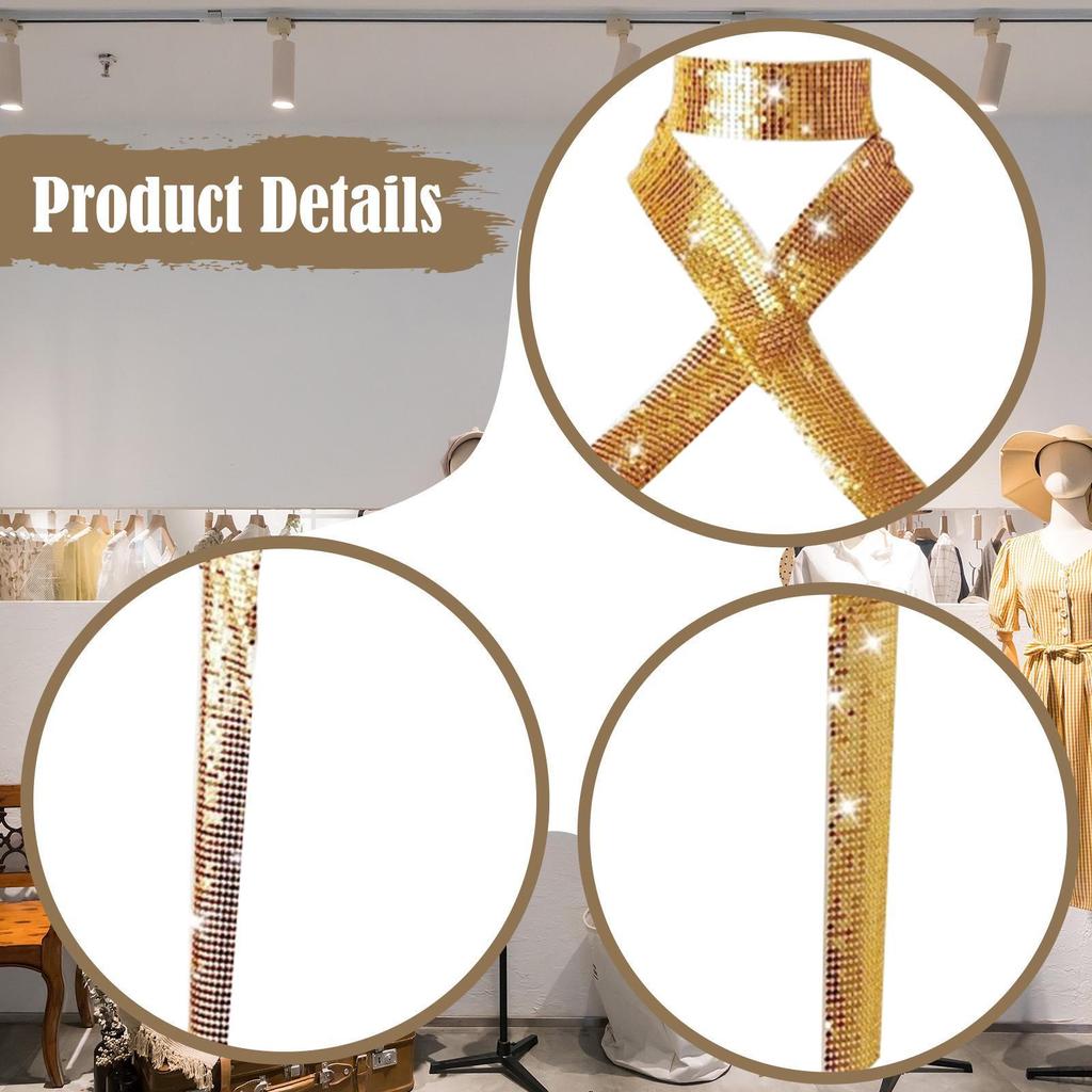 Metal Sequins Neck Tie Scarf Evening Swimwear Lightweight