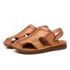 Summer new men's first-layer cowhide bag head sandals outdoor casual leather beach shoes men's breathable platform slippers