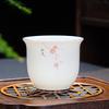 Sheep Fat Jade Ceramic Rose Tea Tasting Teacup, Personal Use Gongfu Set 