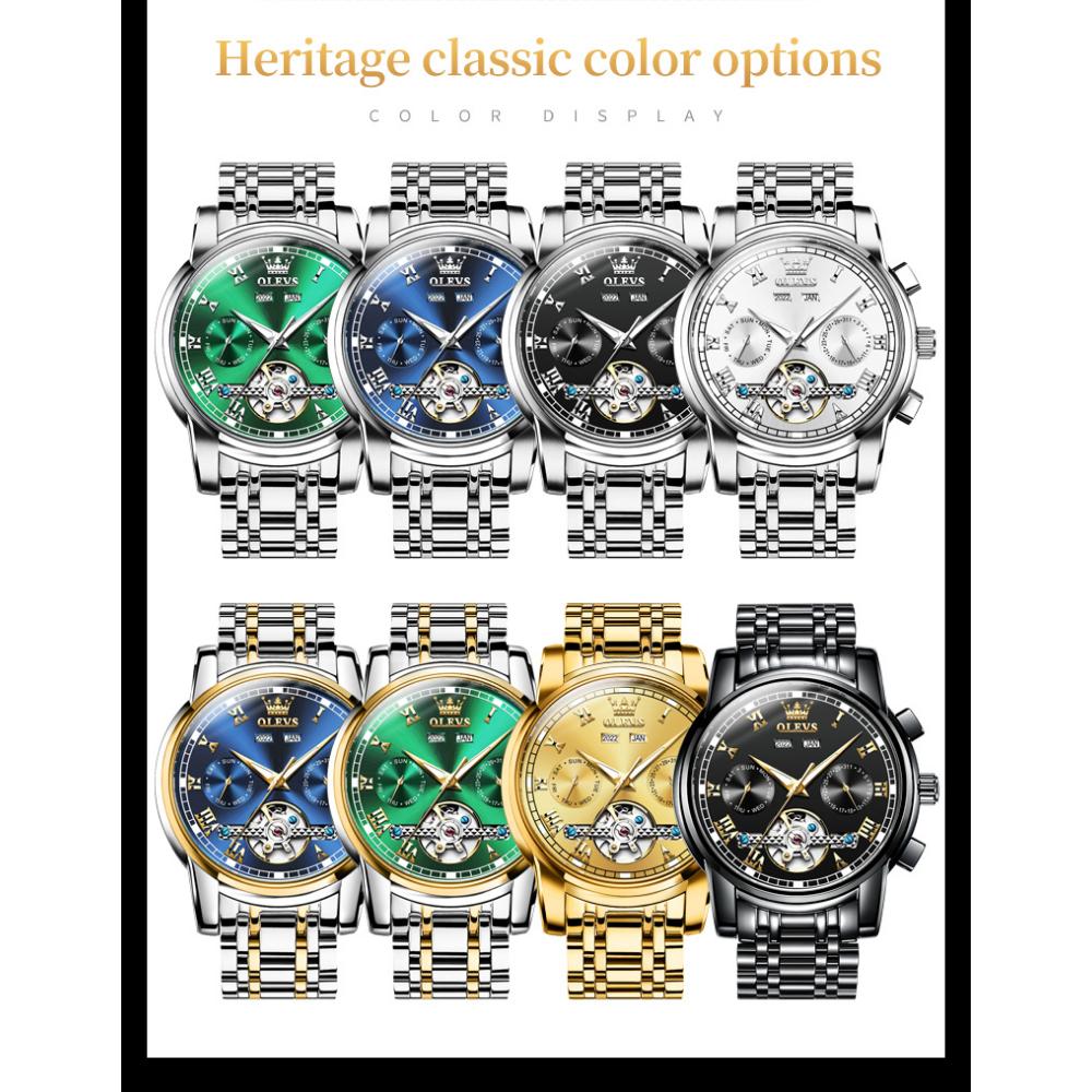 OLEVS Neue Uhr Automatische mechanische Uhr Multifunktions-Herrenuhr mit großem Zifferblatt
