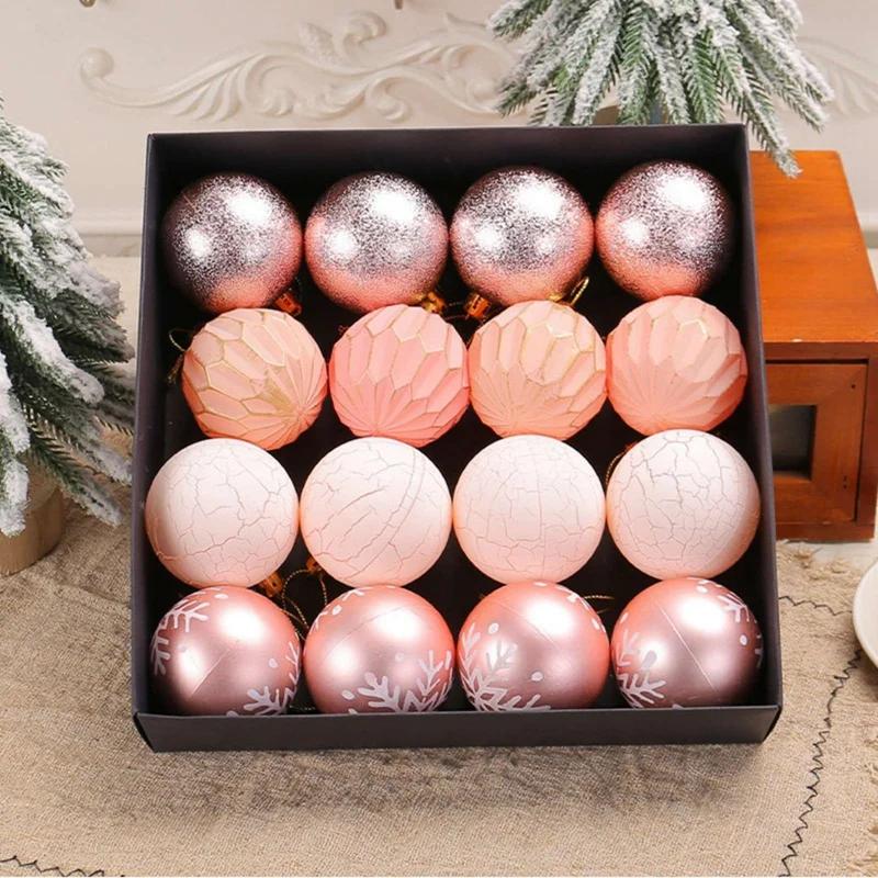 16PCS 6cm Christmas Ball Pendant Christmas Party Tree Decor Christmas Ball Pendant Gift Set New Year Xmas Hanging Ornament