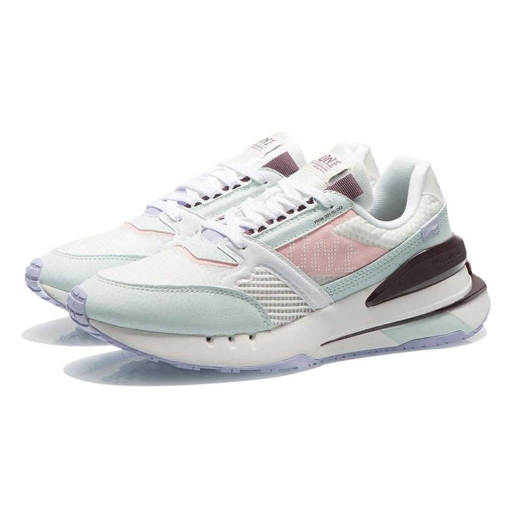 Li Ning Slip Resistant, Abrasion Resistant, Lightweight Low Top Running Shoes Women's White Blue AGCR184-2