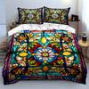 Floral Stained Glass Pattern Bedding Duvet Cover Set Duvet Cover Pillowcases  (1*Duvet Cover 2*Pillowcases, without duvet insert)