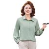 Chic Loose Long-Sleeved Lapel Top for Middle-Aged Women, Plus Size, Lightweight Spring/Summer Shirt