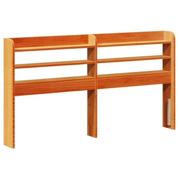 VidaXL Tête de lit avec étagères marron cire 150 cm bois massif de pin, tête de lit en bois, tête de lit avec rangement, 850949